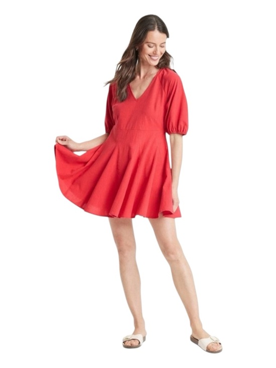 Universal Thread Dresses & Skirts - Universal Thread - NWT - Red V-Neck Puff Sleeve Skater Dress